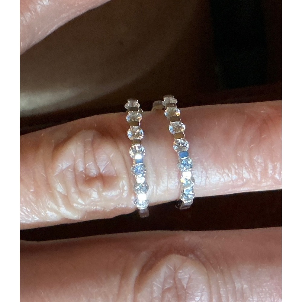 Diamond Sterling Silver Hoop Earrings, tension set, 1.10 carats - Picture 4 of 14